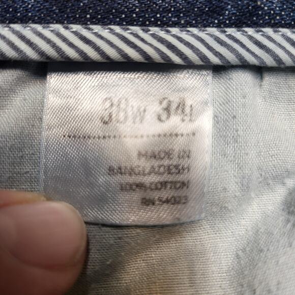 Old Navy Loose Jeans Mens 37x33 Blue Denim Straight Leg Distressed Faded Washed - Picture 4 of 10